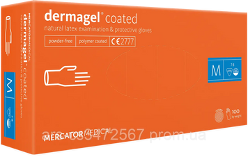 Медичні, неопудрені, латексні рукавички Mercator Medical - Dermagel coated ( Розмір M ) 100 шт. MercatorDermagel coatedM фото