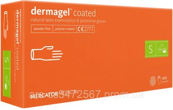 Медичні, неопудрені, латексні рукавички Mercator Medical - Dermagel coated ( Розмір S ) 100 шт. MercatorDermagelcoatedS фото