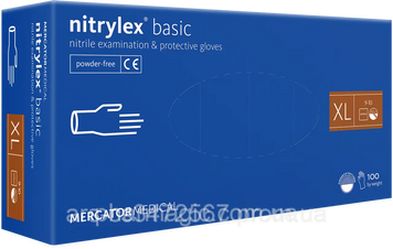 Медичні нітрилові рукавички MERCATOR MEDICAL Nitrylex Basic Blue, 200 шт., розмір XL Медичні нітрилові рукавички MERCATOR MEDICAL Nitrylex Basic Blue, 200 шт., розмір XL фото